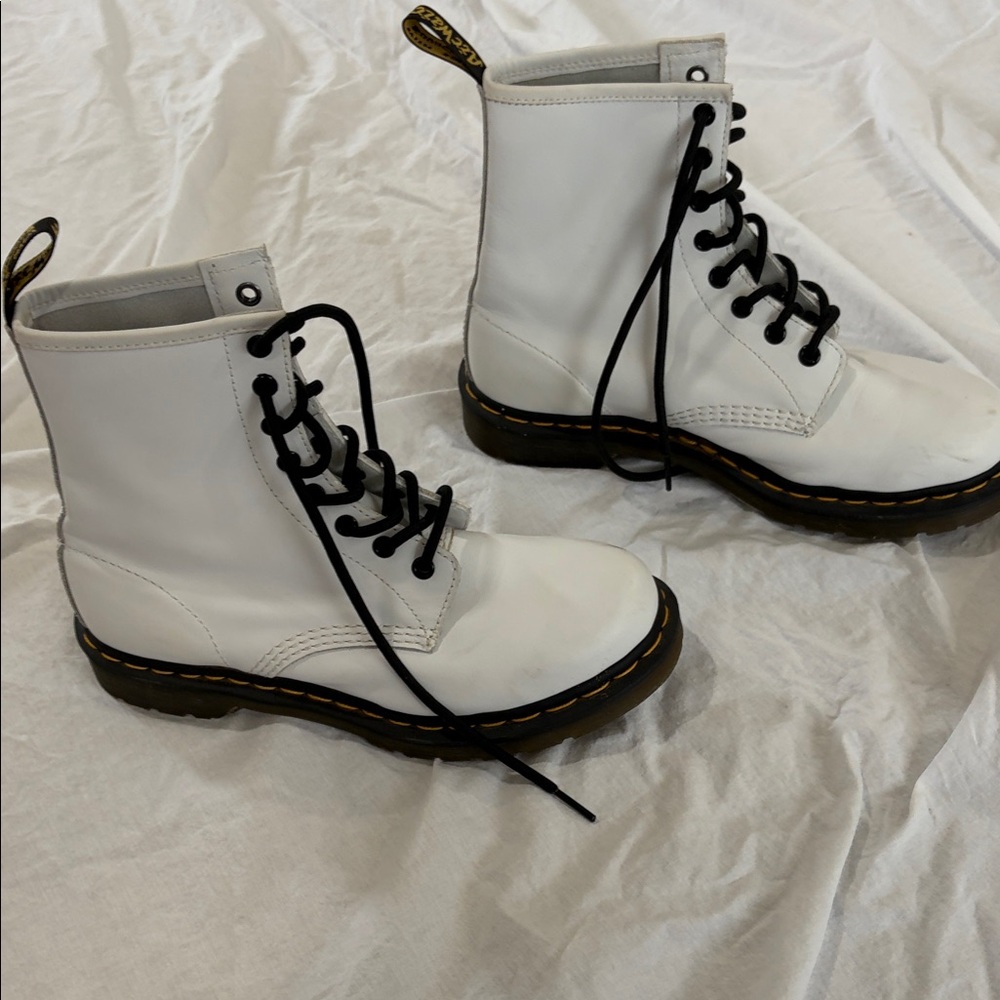 Dr. Martens White Leather Boots